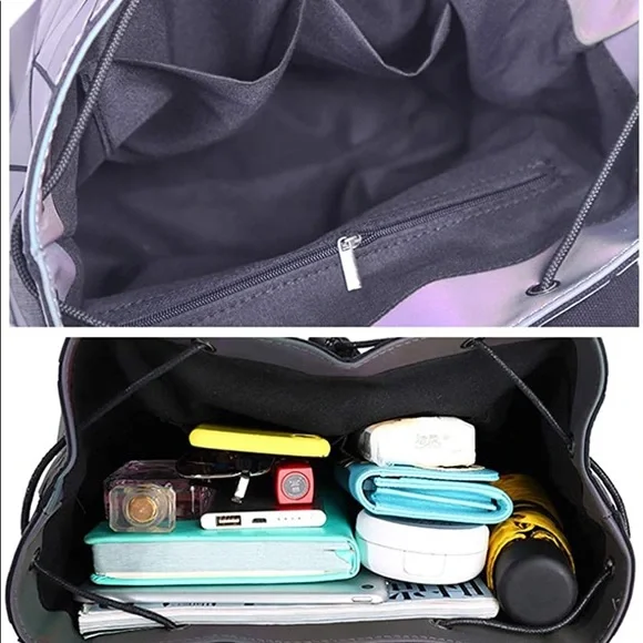 BESUURAN Geometric Luminous Holographic Reflective Backpack - Picture 9 of 13